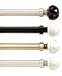 Create a truly eye-catching view with the Stratford window drapery rod. Donned with elegantly cut glass finials and matched with a soft finish, this window drapery rod design frames every drape with an air of refinement. Create a truly eye-catching view with the Stratford window drapery rod. Donned with elegantly cut glass finials and matched with a soft finish, this window drapery rod design frames every drape with an air of refinement.