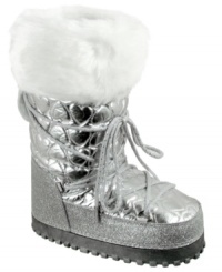 Through the rain and the snow, she'll keep looking cute in these Lugano boots from Guess, with metallic styling and soft lining. Through the rain and the snow, she'll keep looking cute in these Lugano boots from Guess, with metallic styling and soft lining.