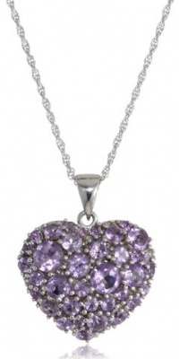 Sterling Silver Amethyst Heart Pendant Necklace, 18 Sterling Silver Amethyst Heart Pendant Necklace, 18