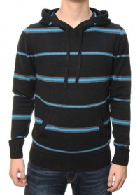 RetroFit Men's Long Sleeve Striped Hoodie Pullover Sweater Black Blue RetroFit Men's Long Sleeve Striped Hoodie Pullover Sweater Black Blue