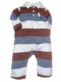 Little Me Baby-boys Newborn Rugby Coverall, Blue Stripe, 9 Months Little Me Baby-boys Newborn Rugby Coverall, Blue Stripe, 9 Months