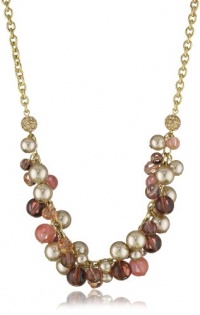 Carolee Rose Colored Glow Gold-Tone Amethyst and Rose Color Pearl Cluster Necklace Carolee Rose Colored Glow Gold-Tone Amethyst and Rose Color Pearl Cluster Necklace