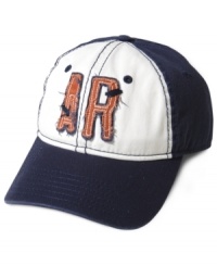 With a nod to vintage cap styling, this two-tone distressed baseball hat from American Rag is the perfect topper for your sporty look. With a nod to vintage cap styling, this two-tone distressed baseball hat from American Rag is the perfect topper for your sporty look.