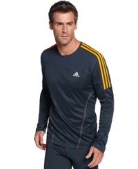 Made to keep up, this running shirt from adidas features ClimaLite technology for increased dryness and comfort no matter how many miles you clock.