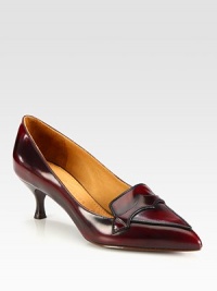 Loafer-inspired point toe pump of luxe Italian leather. Stacked heel, 2¼ (60mm)Leather upperPoint toeLeather lining and solePadded insoleMade in ItalyOUR FIT MODEL RECOMMENDS ordering one half size up as this style runs small. Loafer-inspired point toe pump of luxe Italian leather. Stacked heel, 2¼ (60mm)Leather upperPoint toeLeather lining and solePadded insoleMade in ItalyOUR FIT MODEL RECOMMENDS ordering one half size up as this style runs small.