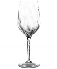 A subtle twist that begins at the rim and unravels at the base of the stem gives the Pleated Swirl goblet a look that's fresh, elegant and undeniably chic. From the head-turning Marchesa by Lenox glassware collection. A subtle twist that begins at the rim and unravels at the base of the stem gives the Pleated Swirl goblet a look that's fresh, elegant and undeniably chic. From the head-turning Marchesa by Lenox glassware collection.