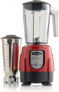 Omega BL390R 1-HP Blender, Tritan Copolyester and Stainless Steel Container Combo Pack, Red