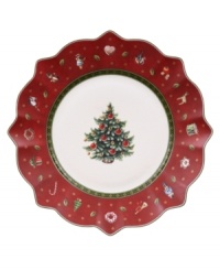 Play up the fun with the Toy's Delight salad plates from Villeroy & Boch. Fine porcelain in a playfully ruffled shape is trimmed with intricate patterns, classic toys and festive decorations to create a magical holiday setting. Play up the fun with the Toy's Delight salad plates from Villeroy & Boch. Fine porcelain in a playfully ruffled shape is trimmed with intricate patterns, classic toys and festive decorations to create a magical holiday setting.