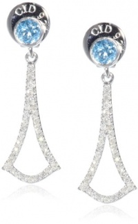 Badgley Mischka Fine Jewelry Blue Topaz and White Diamonds with Top Arabesque Drop Earrings