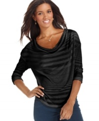 A mix of sheer and bold stripes and a loose, casual fit make this petite top from DKNY Jeans a brilliant find!