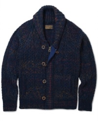 Cozy and classic, this handsome cardigan from Lucky Jeans will keep you stylishly warm all winter. Cozy and classic, this handsome cardigan from Lucky Jeans will keep you stylishly warm all winter.