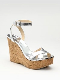 A study in contrasts, airy cork contrasts rich mirrored leather.Cork wedge, 4 (100mm) Platform, 1 (25mm) Compares to a 3 heel (75mm) Adjustable buckle ankle strap Leather lining Rubber sole Made in ItalyOUR FIT MODEL RECOMMENDS ordering one size up as this style runs small. A study in contrasts, airy cork contrasts rich mirrored leather.Cork wedge, 4 (100mm) Platform, 1 (25mm) Compares to a 3 heel (75mm) Adjustable buckle ankle strap Leather lining Rubber sole Made in ItalyOUR FIT MODEL RECOMMENDS ordering one size up as this style runs small.