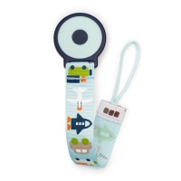 JJ Cole Pacifier Clip, White Vroom JJ Cole Pacifier Clip, White Vroom
