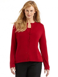 THE LOOKCardigan with long sleeves, buttonfront, banded trim and beaded details throughoutShell with short sleeves, banded trim and beaded details throughoutTHE FITCardigan: about 27 from shoulder to hemShell: about 25 from shoulder to hemTHE MATERIAL81% viscose/16% polyester/3% elastaneCARE & ORIGINHand washImported THE LOOKCardigan with long sleeves, buttonfront, banded trim and beaded details throughoutShell with short sleeves, banded trim and beaded details throughoutTHE FITCardigan: about 27 from shoulder to hemShell: about 25 from shoulder to hemTHE MATERIAL81% viscose/16% polyester/3% elastaneCARE & ORIGINHand washImported