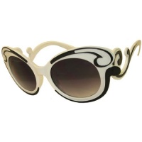 Awesome! Rococo Design Sunglasses! with Curlycue Arms! In White with Black Finish Awesome! Rococo Design Sunglasses! with Curlycue Arms! In White with Black Finish