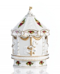 Graced with a bounty of blooms, this exquisitely crafted musical carousel brings the splendor of the English countryside home and makes a truly enchanting addition to any room. Plays Sleeping Beauty. Graced with a bounty of blooms, this exquisitely crafted musical carousel brings the splendor of the English countryside home and makes a truly enchanting addition to any room. Plays Sleeping Beauty.