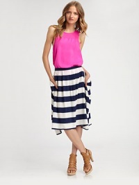 Bold stripes lend graphic appeal to this full-skirted design shaped by soft pleating and draped side pockets.Fitted waistAllover pleatsExtended pocketsBack zipperAbout 25 long55% nylon/45% silkDry cleanImportedModel shown is 5'9 (175cm) wearing US size 4. Bold stripes lend graphic appeal to this full-skirted design shaped by soft pleating and draped side pockets.Fitted waistAllover pleatsExtended pocketsBack zipperAbout 25 long55% nylon/45% silkDry cleanImportedModel shown is 5'9 (175cm) wearing US size 4.