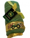 John Deere Fleece Blanket with Embroidered Satin Trim - Down on the Farm Design