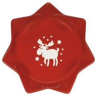 Waechtersbach Holiday Emma Large Star Dish, Cherry with White Moose Waechtersbach Holiday Emma Large Star Dish, Cherry with White Moose