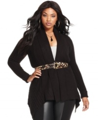 Layer the season's hottest looks with Baby Phat's long sleeve plus size cardigan, cinched by a belted waist. (Clearance) Layer the season's hottest looks with Baby Phat's long sleeve plus size cardigan, cinched by a belted waist. (Clearance)