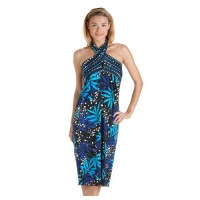 Coolibar UPF 50+ Women's Pareo Cover Up - Sun Protective (Medium - Cobalt Leaf/Cobalt Pebble) Coolibar UPF 50+ Women's Pareo Cover Up - Sun Protective (Medium - Cobalt Leaf/Cobalt Pebble)