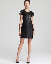 Lovely in leather, this DIANE von FURSTENBERG dress is one haute-ticket item. The classic silhouette's luxe material is accented with a mesh panel and back keyhole, for the slightest hint of edge-appeal. Lovely in leather, this DIANE von FURSTENBERG dress is one haute-ticket item. The classic silhouette's luxe material is accented with a mesh panel and back keyhole, for the slightest hint of edge-appeal.
