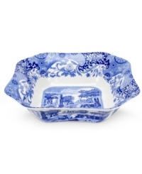A charming rendition of the Italian countryside, the Blue Italian pattern is a beloved classic in tableware. This beautiful serving bowl features the famous blue and white design framed by an Imari border, inspired by Chinese porcelain. A charming rendition of the Italian countryside, the Blue Italian pattern is a beloved classic in tableware. This beautiful serving bowl features the famous blue and white design framed by an Imari border, inspired by Chinese porcelain.