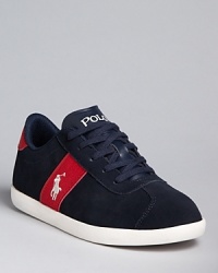 Ralph Lauren Childrenswear updates the classic soccer shoe in soft suede for a hybrid look he can sport with jeans and chinos alike. Ralph Lauren Childrenswear updates the classic soccer shoe in soft suede for a hybrid look he can sport with jeans and chinos alike.