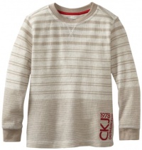 Calvin Klein Boys 2-7 Long Sleeve Striped Thermal, Gray, 5 Calvin Klein Boys 2-7 Long Sleeve Striped Thermal, Gray, 5