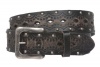 Big Tall Oversized Snap on Studded Vintage Embossed Leather Jean belt Size: 44 Color: Black