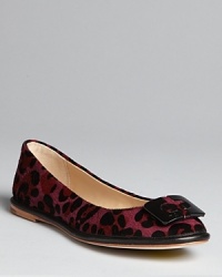 These DIANE von FURSTENBERG ballet flats are wildly exotic in a boldly colored printed haircalf, with polished hardware that makes them ready for work as well as play. These DIANE von FURSTENBERG ballet flats are wildly exotic in a boldly colored printed haircalf, with polished hardware that makes them ready for work as well as play.