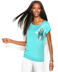 With sequined flowers and a fantastic fit, INC's petite sweater means a dazzling daytime look. Try with skinny white pants and jeweled sandals! With sequined flowers and a fantastic fit, INC's petite sweater means a dazzling daytime look. Try with skinny white pants and jeweled sandals!