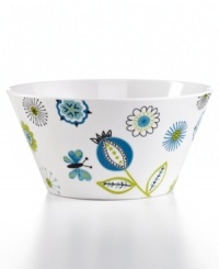 A fresh, floral design with a bright, retro color palette, this Carina melamine cereal bowl set offers a fun and whimsical accent to any casual occasion. A fresh, floral design with a bright, retro color palette, this Carina melamine cereal bowl set offers a fun and whimsical accent to any casual occasion.