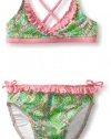 Lilly Pulitzer Girls 2-6X Mini Boardwalk Bikini, Shorely Blue Chomp, 4