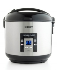 A fantastic side or even as a meal itself, rice is a healthy, delicious part of any diet. This versatile rice cooker from Krups not only makes perfect batches of fluffy rice, it can also be used as a oatmeal maker, slow cooker and food steamer, too! One-year warranty. Model RK7011. A fantastic side or even as a meal itself, rice is a healthy, delicious part of any diet. This versatile rice cooker from Krups not only makes perfect batches of fluffy rice, it can also be used as a oatmeal maker, slow cooker and food steamer, too! One-year warranty. Model RK7011.