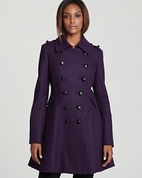 This Via Spiga coat appeals to your fashion-forward self. Teaming military accents with ladylike touches, the sartorial piece moves from ciient calls to cocktails in graceful style. This Via Spiga coat appeals to your fashion-forward self. Teaming military accents with ladylike touches, the sartorial piece moves from ciient calls to cocktails in graceful style.