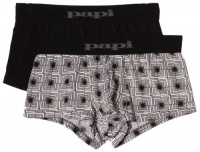 Papi Men's Cool Two Pack Hanging Solid and Square Print Brazilian Trunk Papi Men's Cool Two Pack Hanging Solid and Square Print Brazilian Trunk