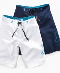 Keep it simple. He'll feel crisp, clean and ready to ride in these standout board shorts from Hurley. Keep it simple. He'll feel crisp, clean and ready to ride in these standout board shorts from Hurley.