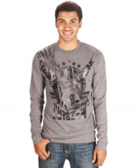 Soar to new style heights with this eagle graphic thermal by Marc Ecko Cut & Sew. Soar to new style heights with this eagle graphic thermal by Marc Ecko Cut & Sew.