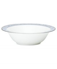 Set a tone of opulence and grace with the Sonnet in Blue vegetable bowl. Patterned platinum bands and powder-blue botanicals frame traditional bone china from Noritake. Set a tone of opulence and grace with the Sonnet in Blue vegetable bowl. Patterned platinum bands and powder-blue botanicals frame traditional bone china from Noritake.