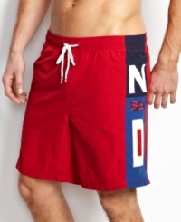 Ready for the surf? These swim trunks from Nautica will have you riding the waves in style. Ready for the surf? These swim trunks from Nautica will have you riding the waves in style.