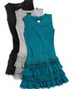 GUESS Kids Girls Big Girl Tiered Sweater Dress, TEAL (7/8)