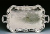 SILVER PLATED PRINCESS TRAY WITH HANDLES