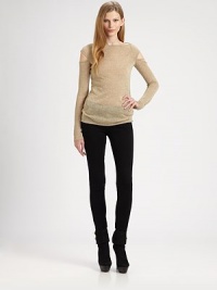Woven with sparkling metallic threads, this knit boatneck finishes the look with unexpected shoulder cutouts and a lengthy silhouette. BoatneckLong cutout sleevesLonger length hits below the hipsLinen/woolDry cleanMade in USA of imported fabricModel shown is 5'10 (177cm) wearing US size Small.This style runs small. We recommend ordering one size up for a standard fit. Woven with sparkling metallic threads, this knit boatneck finishes the look with unexpected shoulder cutouts and a lengthy silhouette. BoatneckLong cutout sleevesLonger length hits below the hipsLinen/woolDry cleanMade in USA of imported fabricModel shown is 5'10 (177cm) wearing US size Small.This style runs small. We recommend ordering one size up for a standard fit.