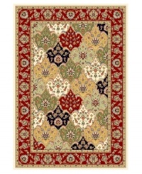 Safavieh's Lyndhurst collection offers the beauty and painstaking detail of traditional Persian and European styles with the ease of polypropylene. With a symphony of florals, vines and latticework detailing, these beautiful rugs bring warmth and life to any room. Polypropylene resists stains, keeping rugs pristine for years to come. This rug features a bold red border with an unusual spade-like pattern woven in the interior. Colorblocked shades combine for a striking effect. (Clearance) Safavieh's Lyndhurst collection offers the beauty and painstaking detail of traditional Persian and European styles with the ease of polypropylene. With a symphony of florals, vines and latticework detailing, these beautiful rugs bring warmth and life to any room. Polypropylene resists stains, keeping rugs pristine for years to come. This rug features a bold red border with an unusual spade-like pattern woven in the interior. Colorblocked shades combine for a striking effect. (Clearance)