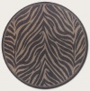 Couristan 1514/0121 Recife Zebra Black/Cocoa Rug, 7-Feet 6-Inch Round