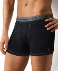 Great for the minimalist. The easy, longer-length styling of these Polo Ralph Lauren boxer briefs will meet your comfort standards. Great for the minimalist. The easy, longer-length styling of these Polo Ralph Lauren boxer briefs will meet your comfort standards.
