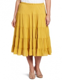 Karen Kane Women's Plus-Size Crushed Tiered Skirt, Gold, 3X Karen Kane Women's Plus-Size Crushed Tiered Skirt, Gold, 3X