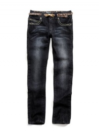 GUESS Kids Girls Big Girl Daredevil Skinny Jeans with Bel, DARK STONEWASH (16) GUESS Kids Girls Big Girl Daredevil Skinny Jeans with Bel, DARK STONEWASH (16)