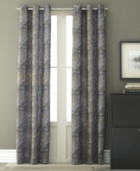 A walk in the woods. Printed branches evoke the serenity of a winter forest in Bryan Keith's Grove window panels. Grommet top; lined. A walk in the woods. Printed branches evoke the serenity of a winter forest in Bryan Keith's Grove window panels. Grommet top; lined.
